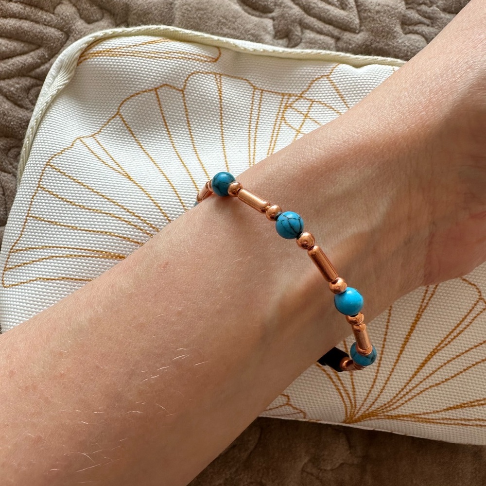 Arizona Copper and Turquoise Bead Magnetic Clasp Bracelet